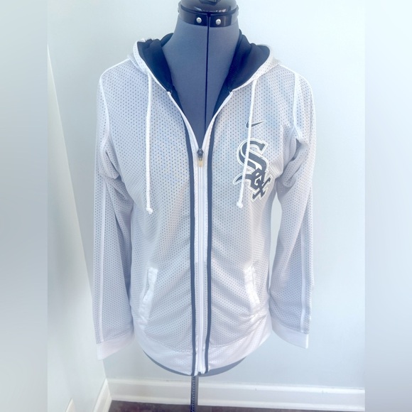 Nike Chicago White Sox Dri-FIT White Mesh Zip Hoodie Women’s Medium Game Day - Picture 2 of 16